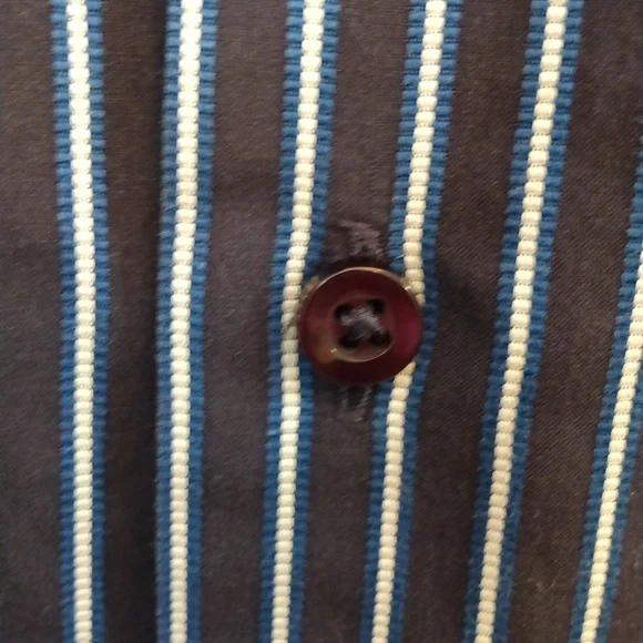 Thomas Pink Navy Blue/White Stripe Slim Fit Shirt 17.5 - Picture 5 of 8